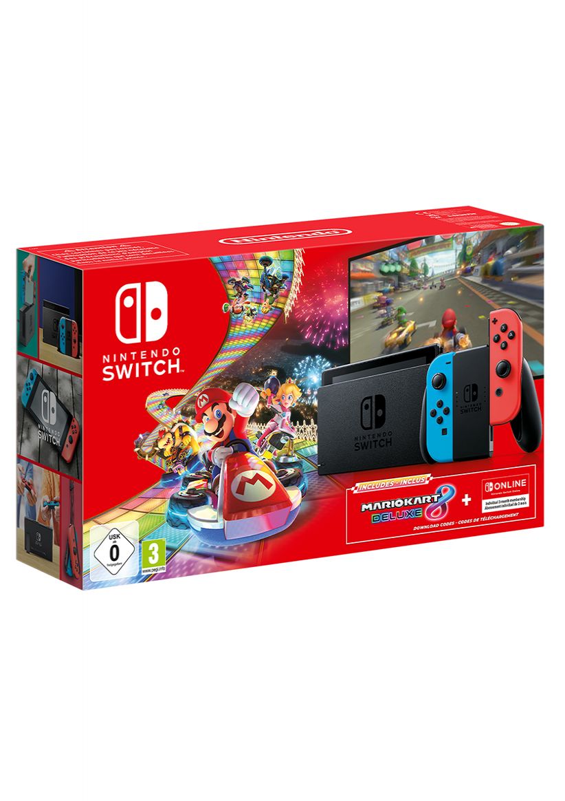 Nintendo Switch Neon + Mario Kart 8 Deluxe + 3 Months Nintendo Switch Online Subscription