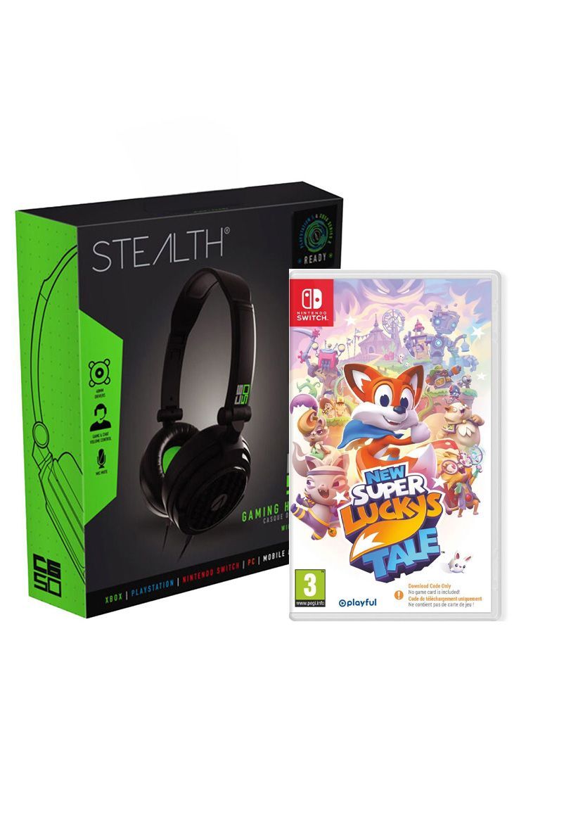 Headphone Bundle: New Super Lucky's Tale (CODE IN A BOX) on Nintendo Switch