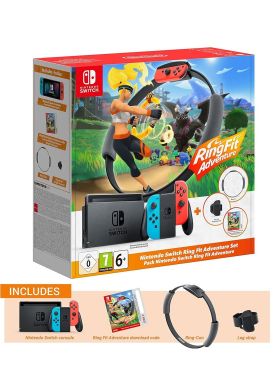 Neon Red/Neon Blue Switch Console with Ring Fit Adventure... 